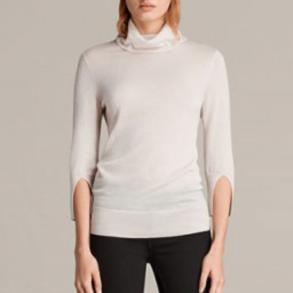 All saints Light Pink Womens raven funnel sweater NWOT small